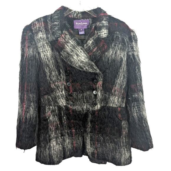 Ralph Lauren Purple Label Mohair Wool Blazer 10 Runway Y2K Furry Double Breasted - Picture 1 of 16